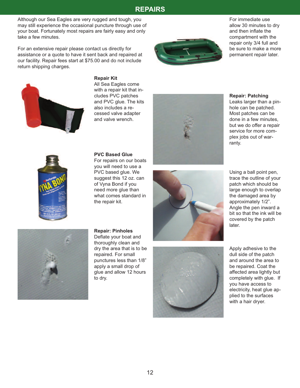 Repairs | Sea Eagle Stealth Stalker 10 (STS10) User Manual | Page 13 / 14