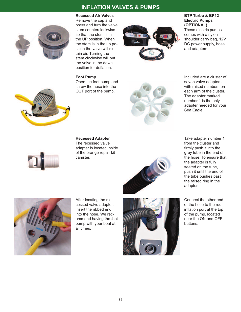 Inflation valves & pumps | Sea Eagle Stealth Stalker 10 (STS10) User Manual | Page 7 / 14