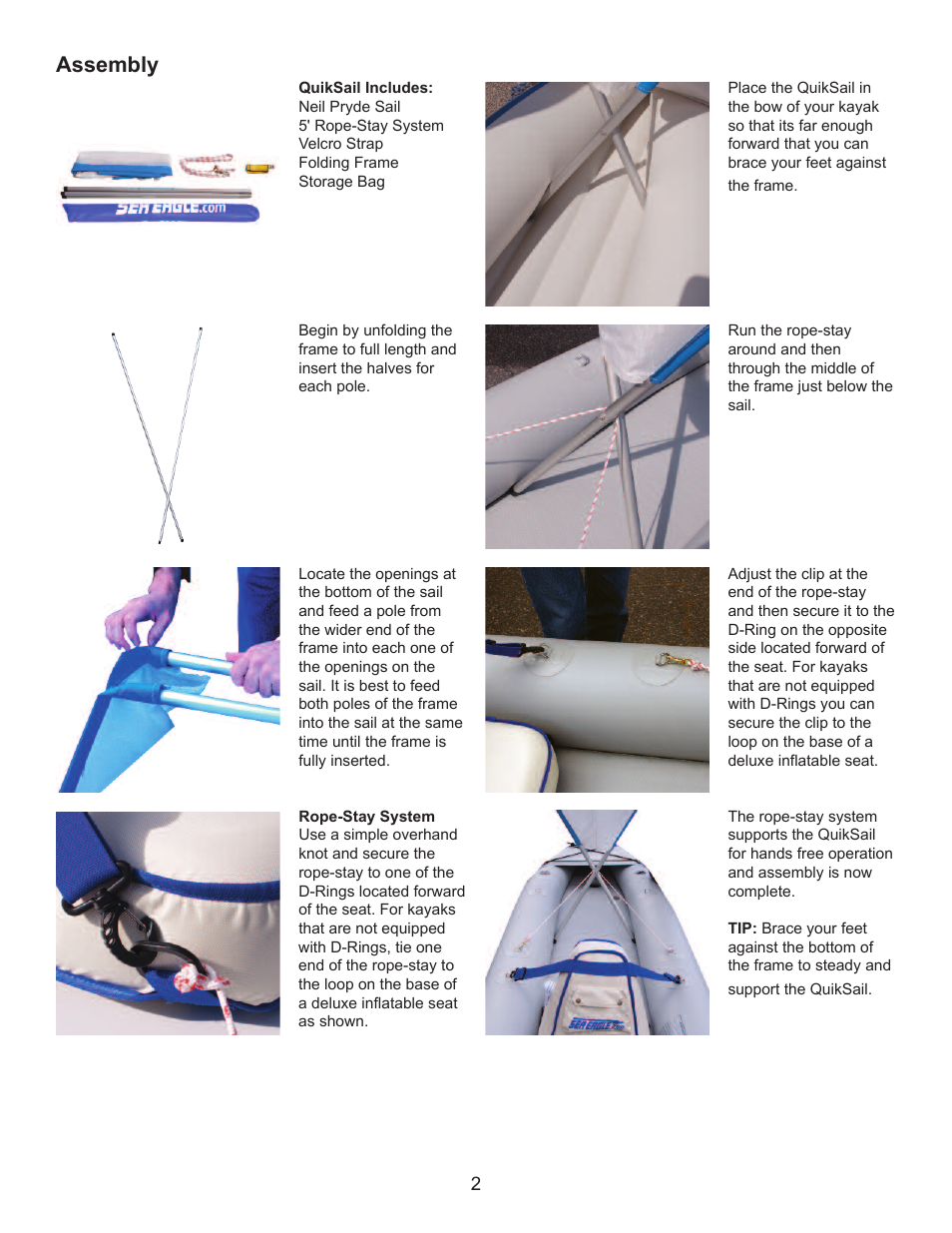 Assembly | Sea Eagle QuikSail User Manual | Page 3 / 4