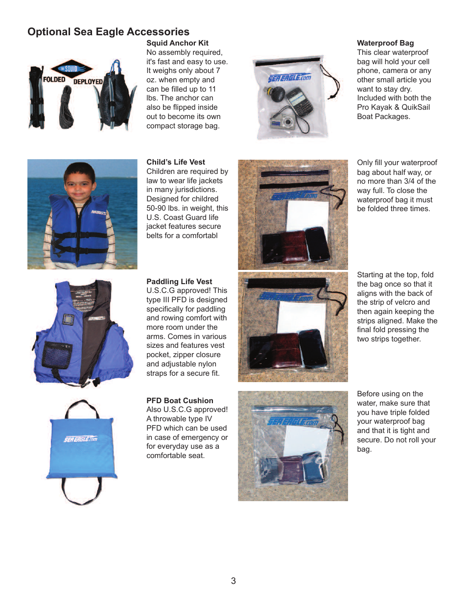 Optional sea eagle accessories, Assembly | Sea Eagle EZ Cart User Manual | Page 4 / 4