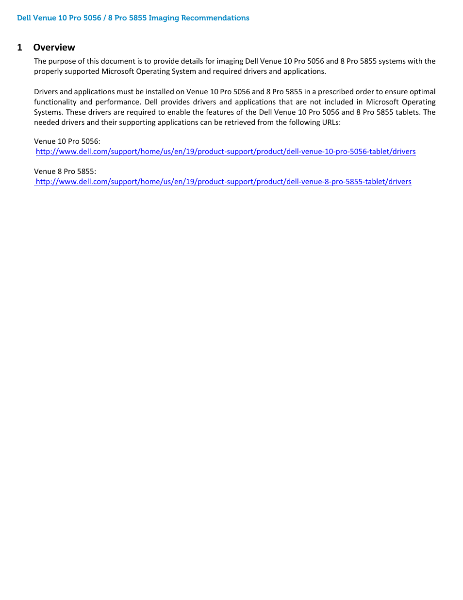 Overview, 1 overview | Dell Venue 10 Pro 5056 User Manual | Page 3 / 20