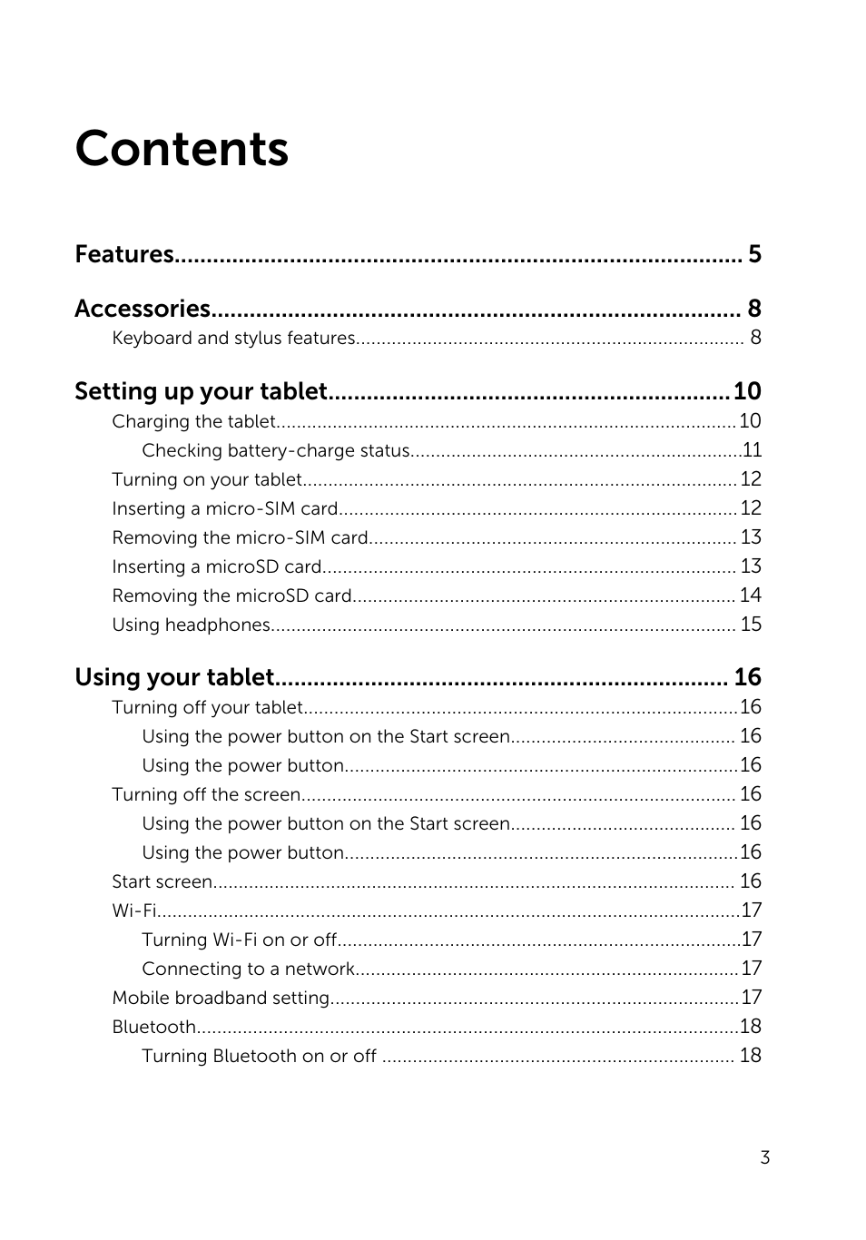 Dell Venue 10 Pro 5056 User Manual | Page 3 / 39