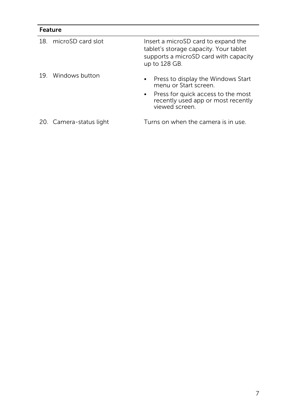 Dell Venue 10 Pro 5056 User Manual | Page 7 / 39