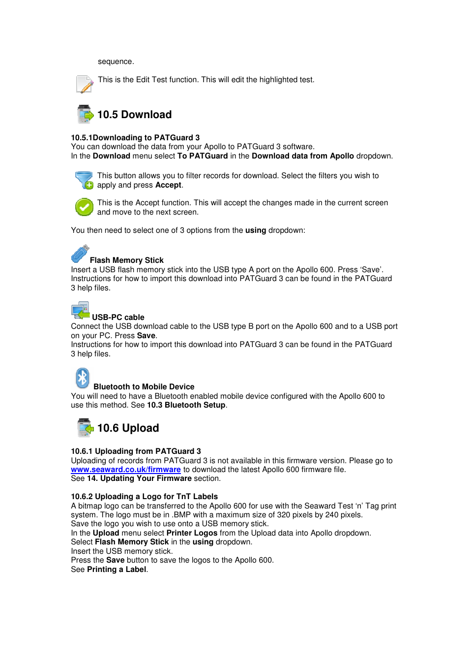 6 upload, 5 download | Seaward Apollo 600 User Manual | Page 12 / 32