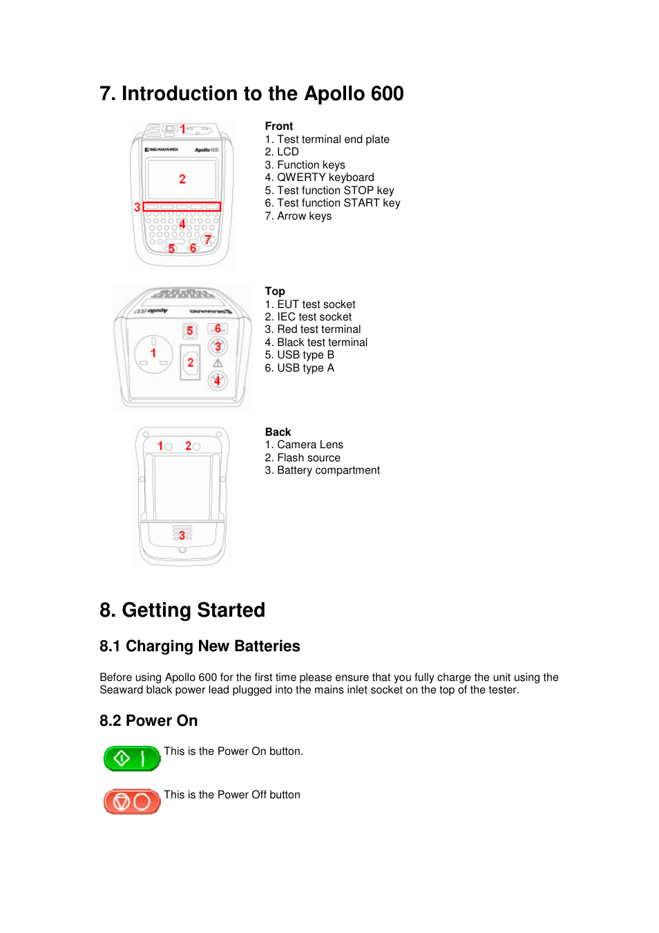 Introduction to the apollo 600, Getting started | Seaward Apollo 600 User Manual | Page 7 / 32