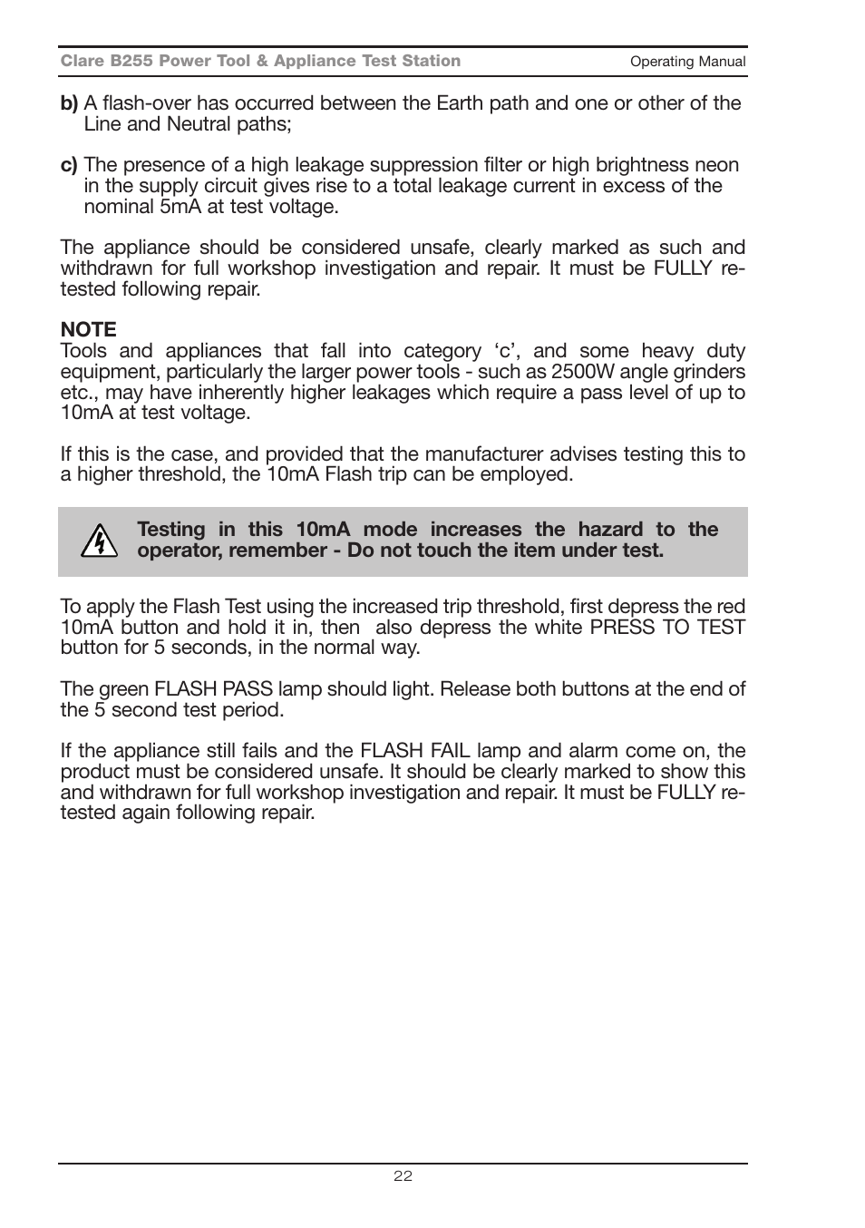 Seaward B255 User Manual | Page 26 / 40