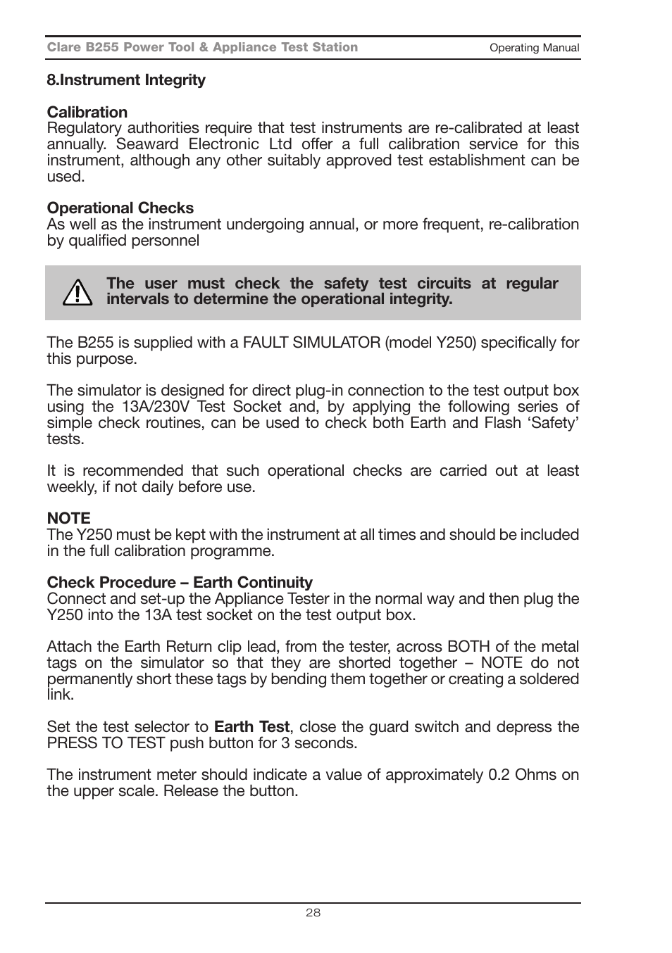 Seaward B255 User Manual | Page 32 / 40