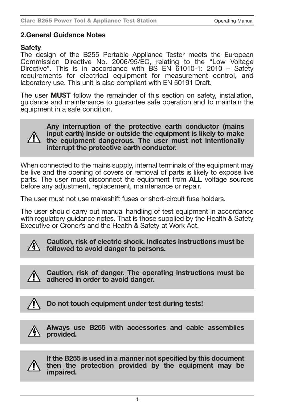 Seaward B255 User Manual | Page 8 / 40