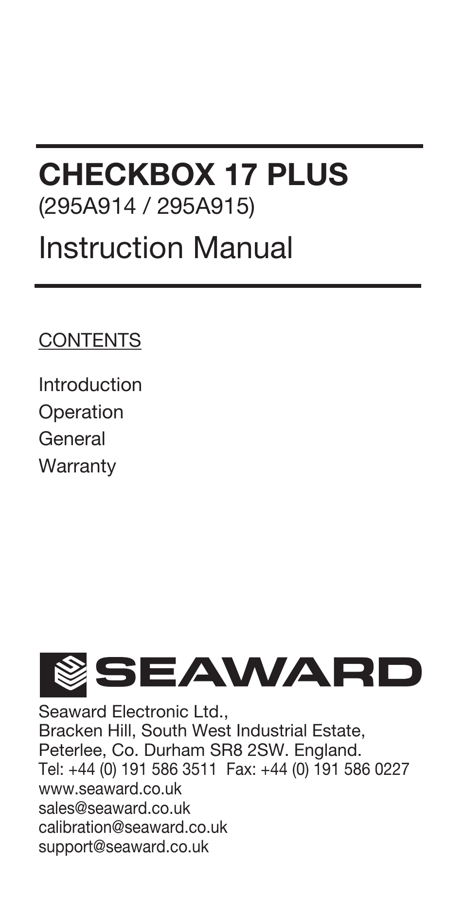 Seaward Checkbox 17 Plus User Manual | 4 pages