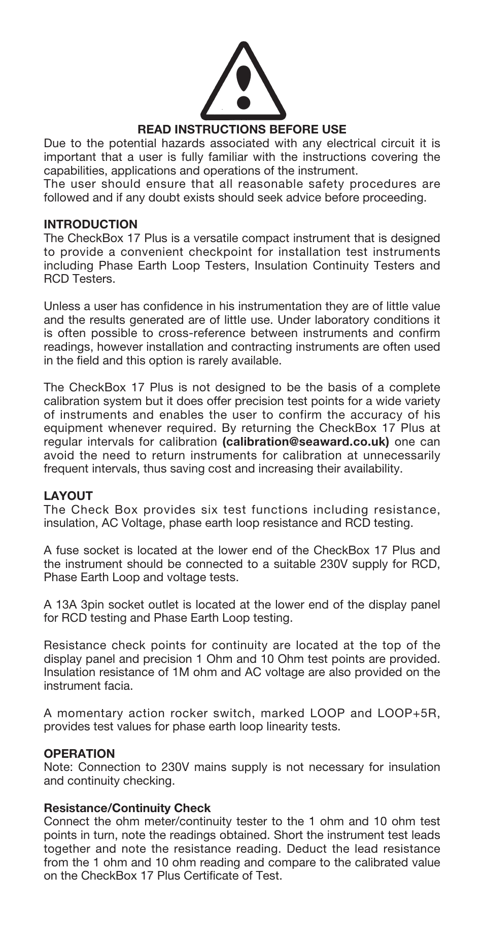 Seaward Checkbox 17 Plus User Manual | Page 2 / 4