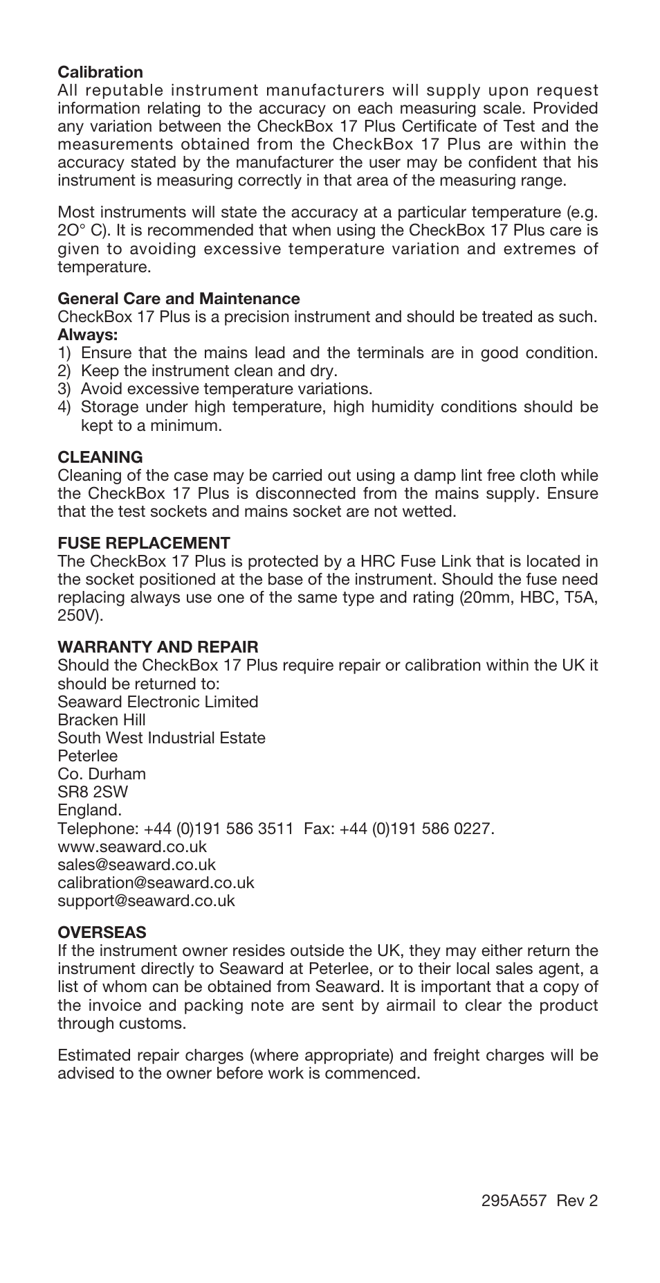 Seaward Checkbox 17 Plus User Manual | Page 4 / 4