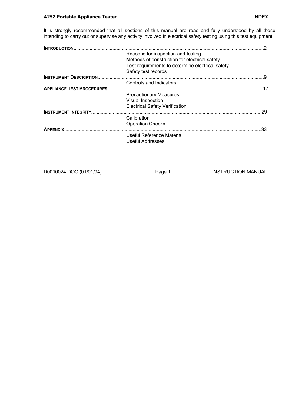 Seaward A252 User Manual | 35 pages