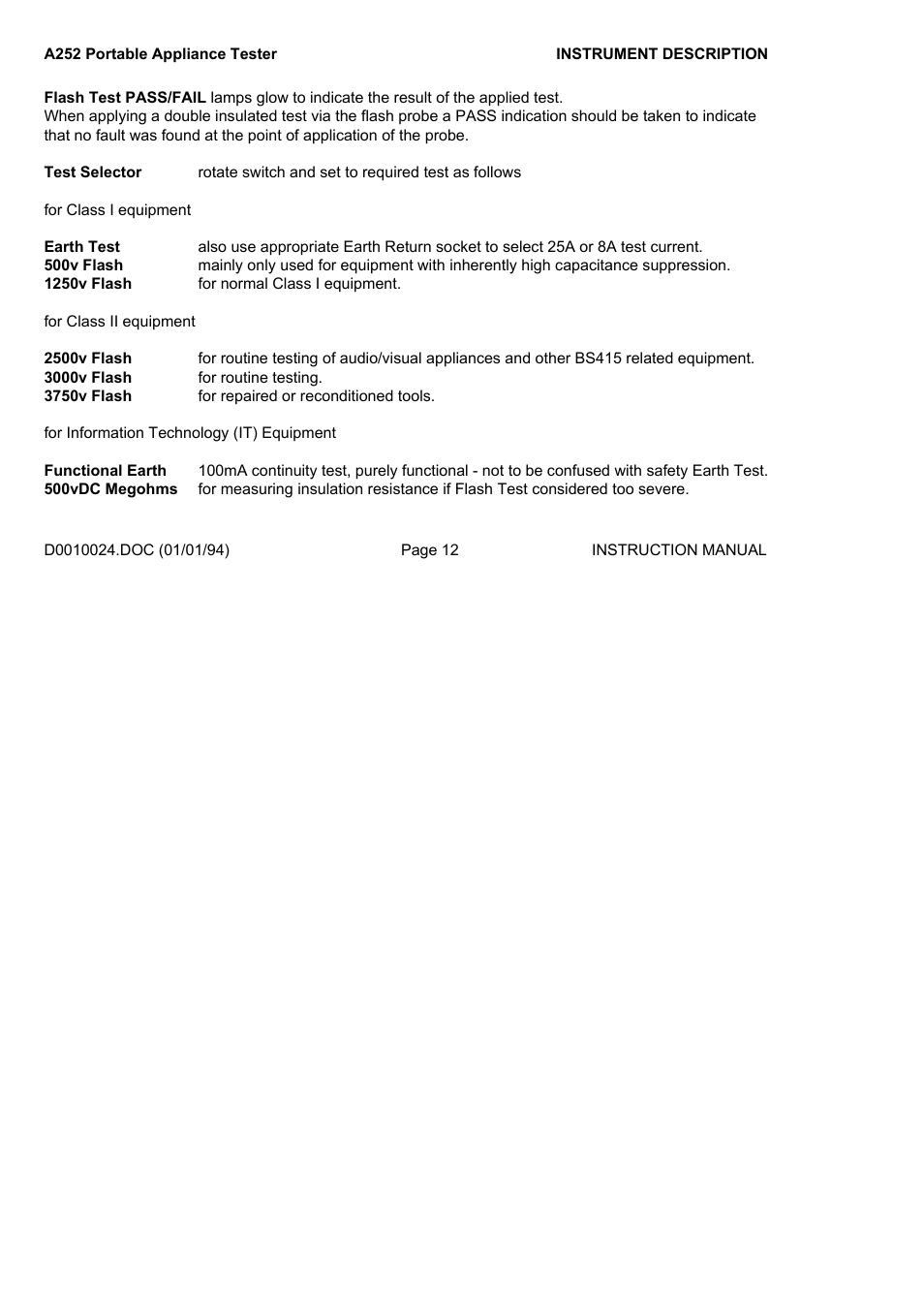 Seaward A252 User Manual | Page 12 / 35