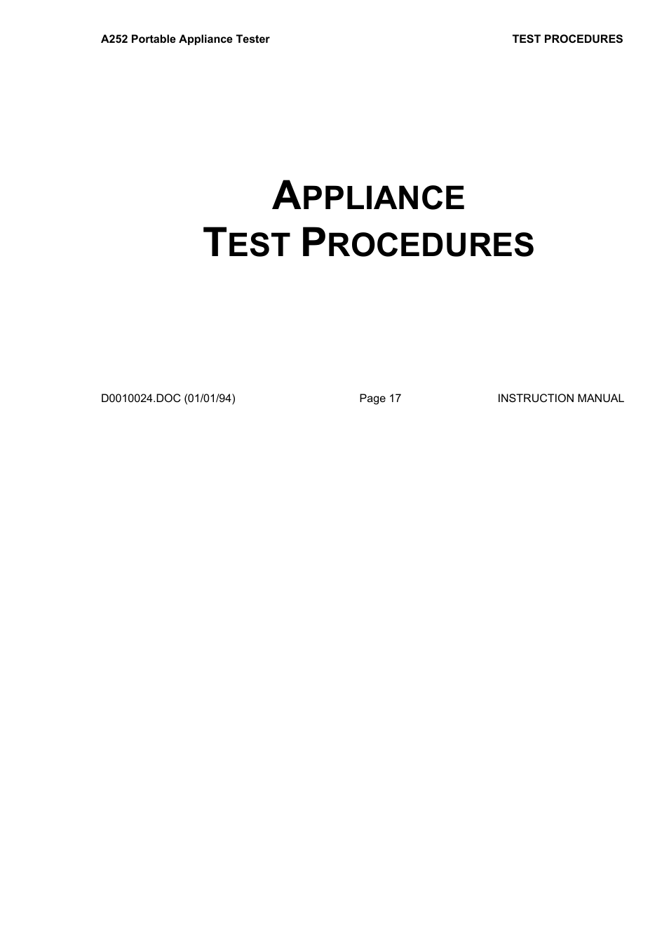 Ppliance, Rocedures | Seaward A252 User Manual | Page 17 / 35