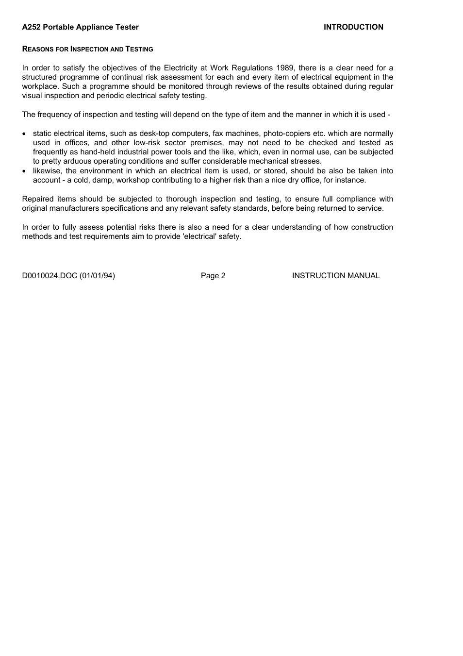 Seaward A252 User Manual | Page 2 / 35