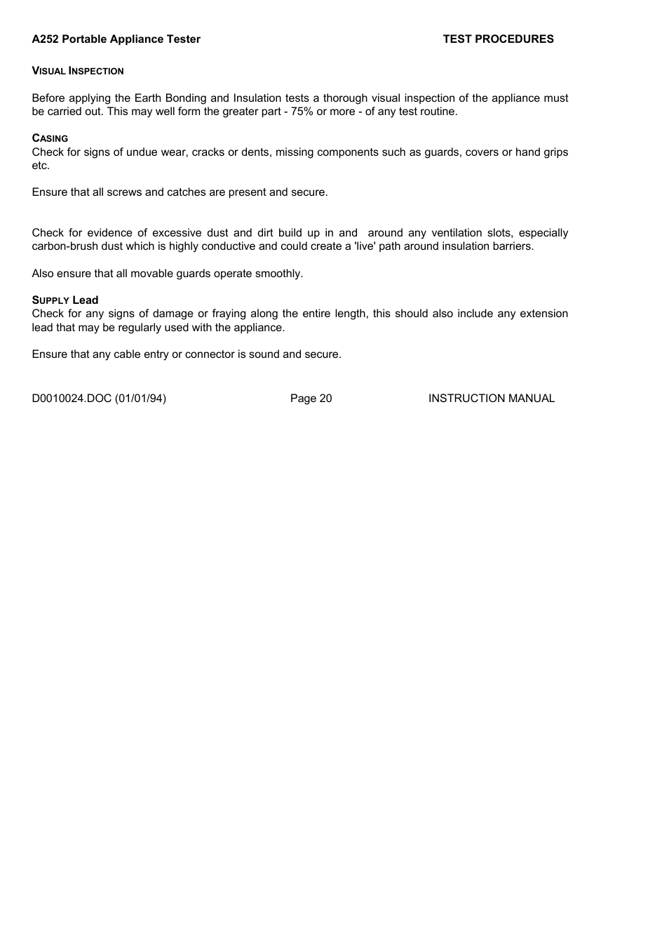Seaward A252 User Manual | Page 20 / 35