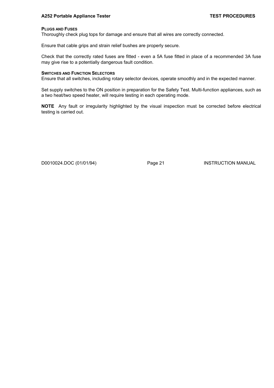 Seaward A252 User Manual | Page 21 / 35