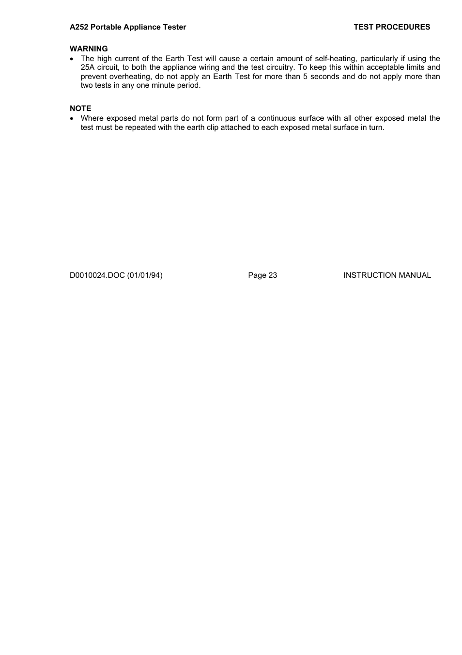 Seaward A252 User Manual | Page 23 / 35