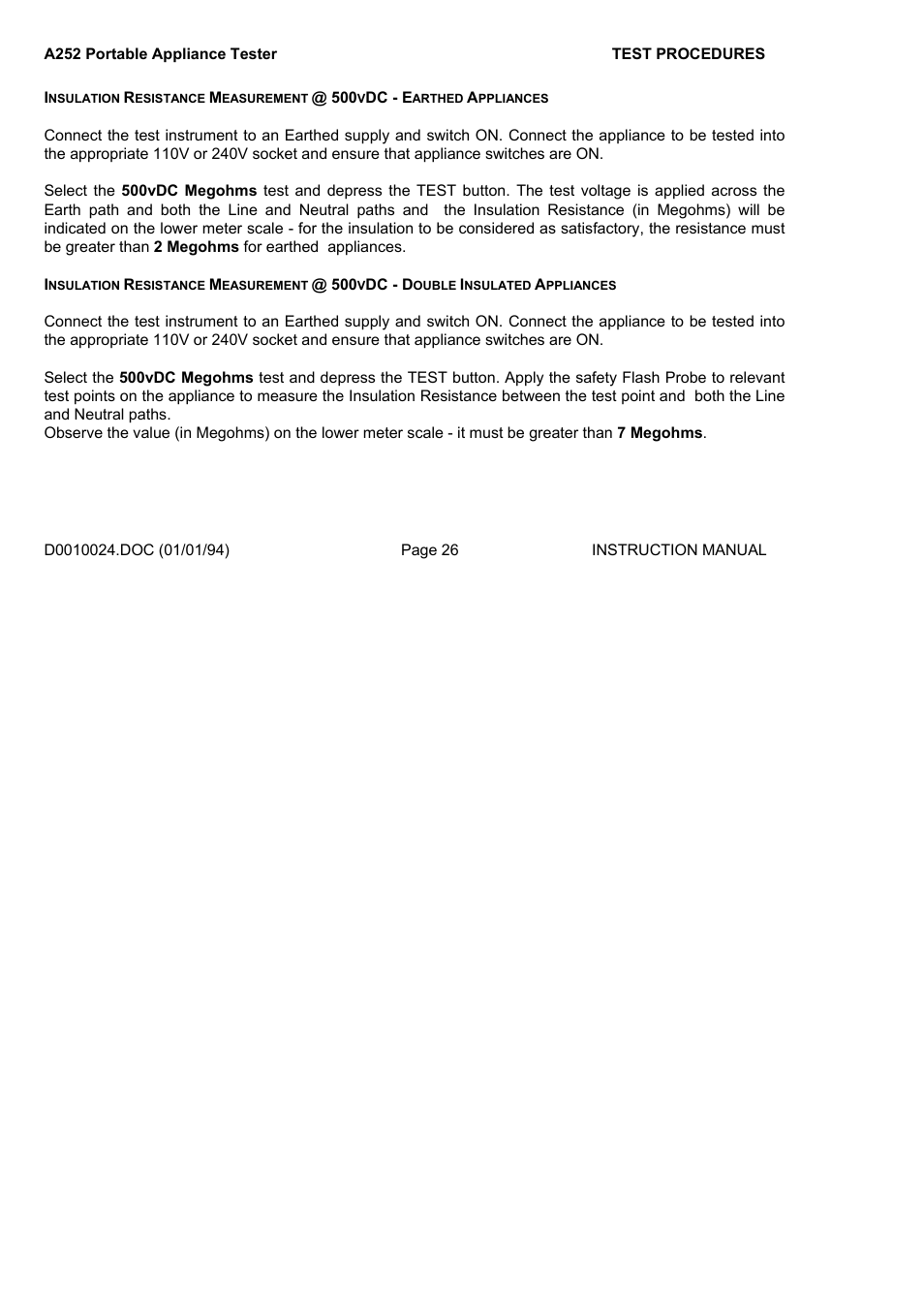 Seaward A252 User Manual | Page 26 / 35
