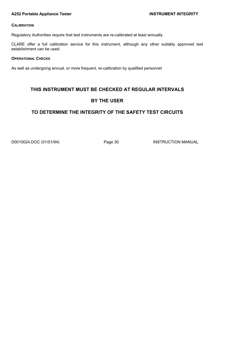 Seaward A252 User Manual | Page 30 / 35