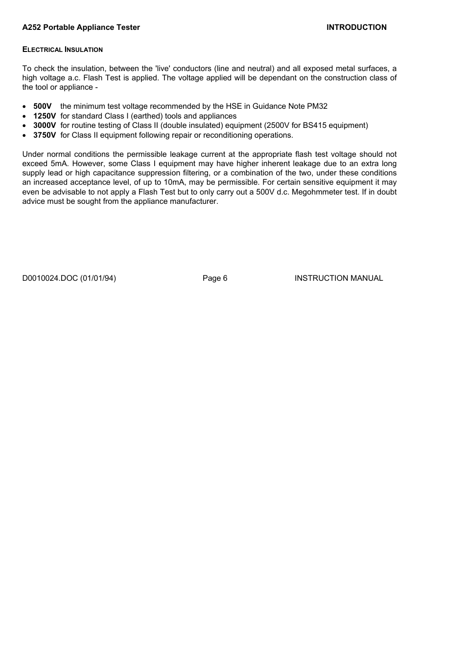 Seaward A252 User Manual | Page 6 / 35