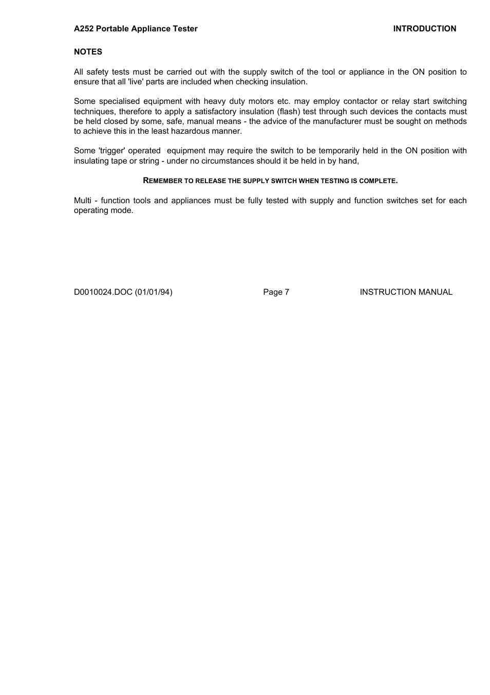 Seaward A252 User Manual | Page 7 / 35