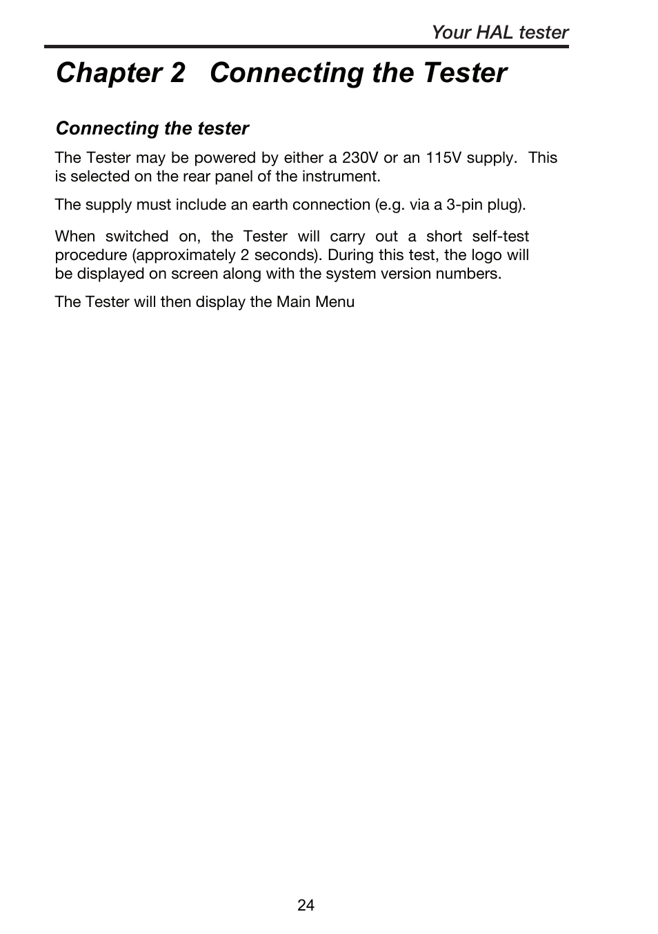 Chapter 2 connecting the tester, Connecting the tester, Your hal tester | Seaward ClareHAL User Manual | Page 25 / 164