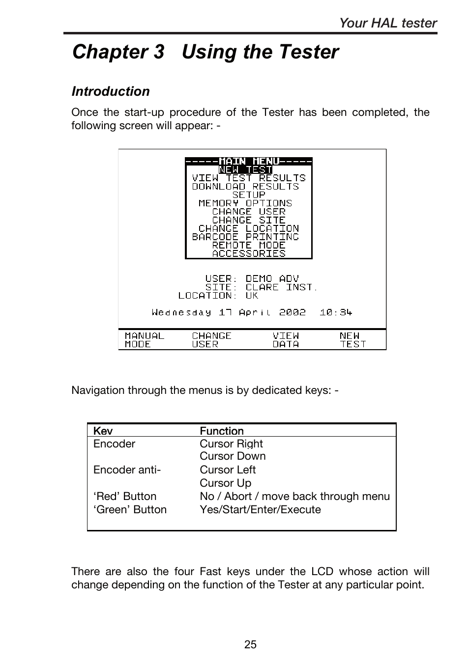 Chapter 3 using the tester, Introduction, Your hal tester | Seaward ClareHAL User Manual | Page 26 / 164
