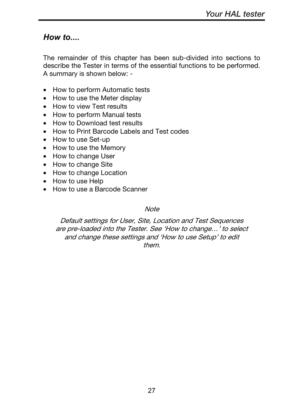 How to, Your hal tester | Seaward ClareHAL User Manual | Page 28 / 164