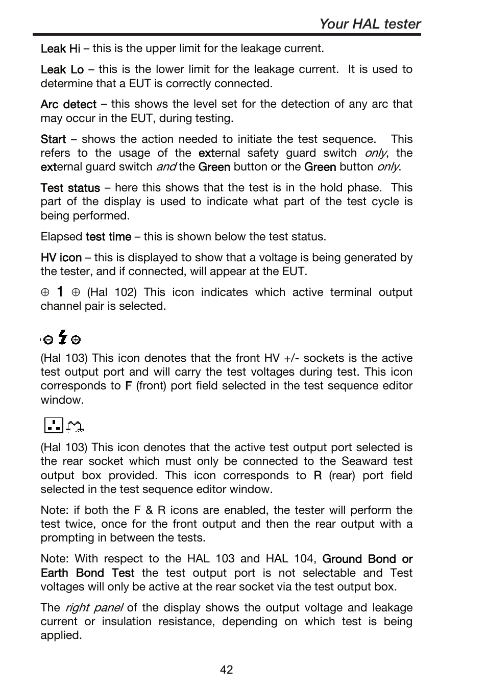 Your hal tester | Seaward ClareHAL User Manual | Page 43 / 164
