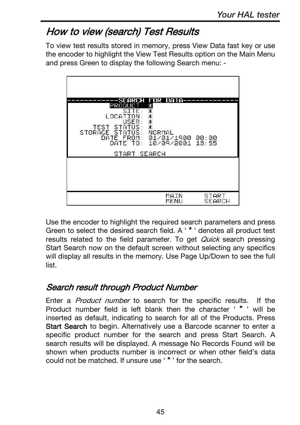 How to view (search) test results, Search result through product number | Seaward ClareHAL User Manual | Page 46 / 164