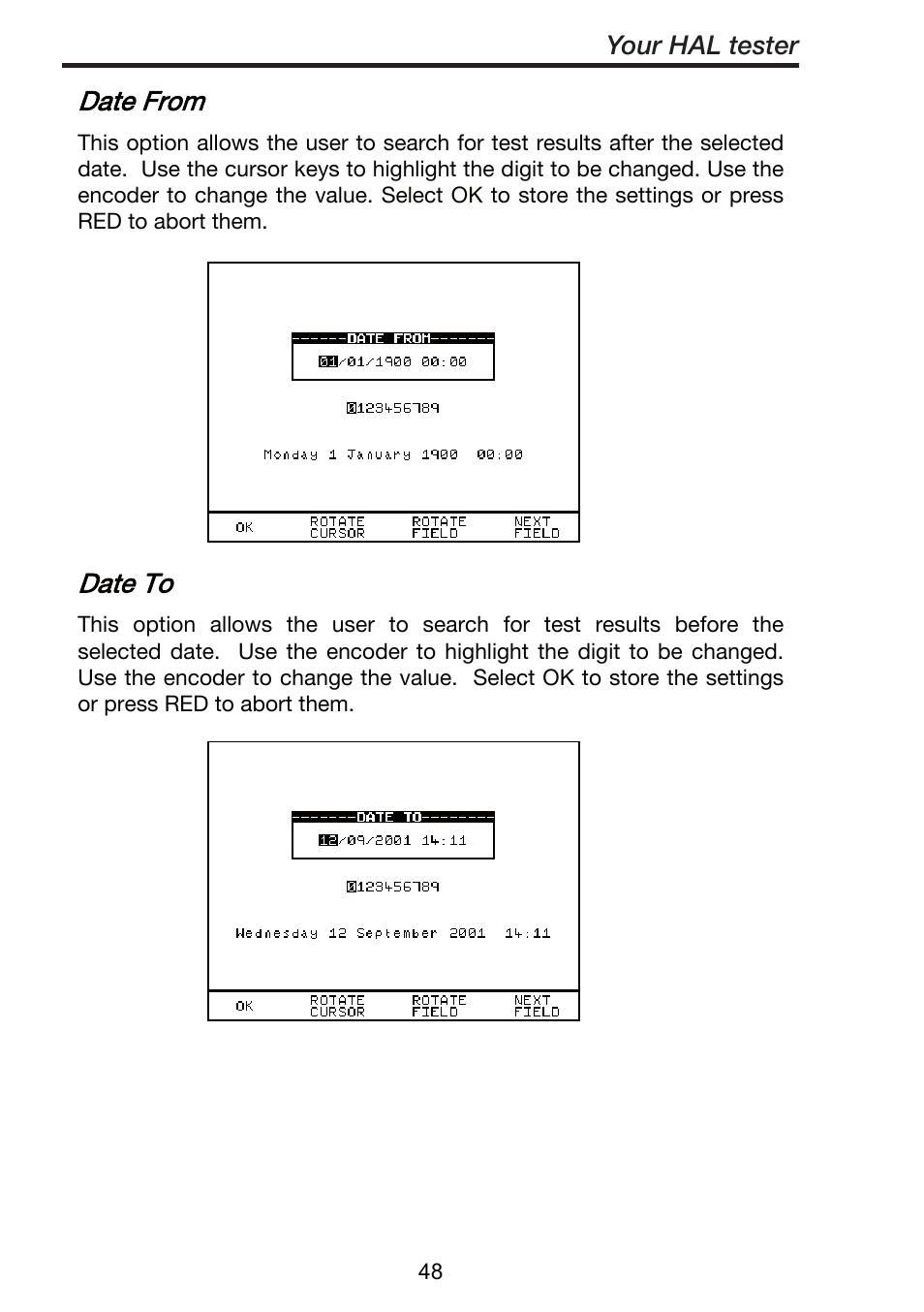 Date from, Date to | Seaward ClareHAL User Manual | Page 49 / 164