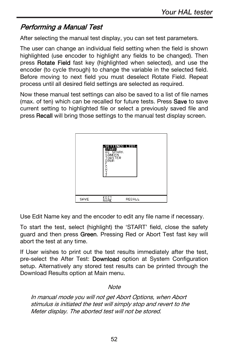 Performing a manual test, Your hal tester | Seaward ClareHAL User Manual | Page 53 / 164