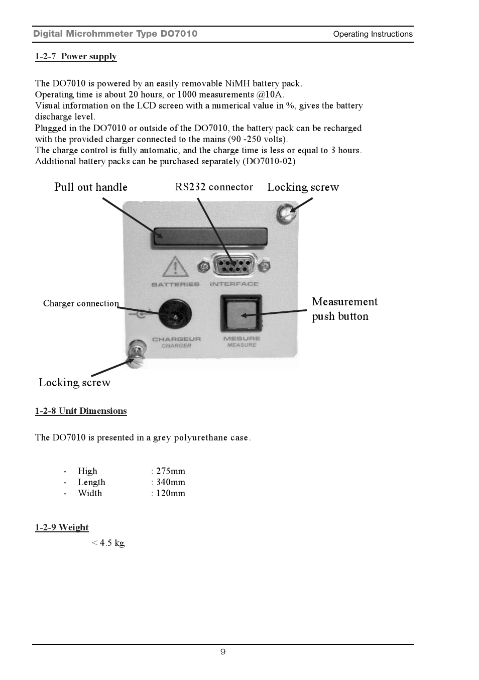 Pull out handle | Seaward DO7010 User Manual | Page 11 / 44