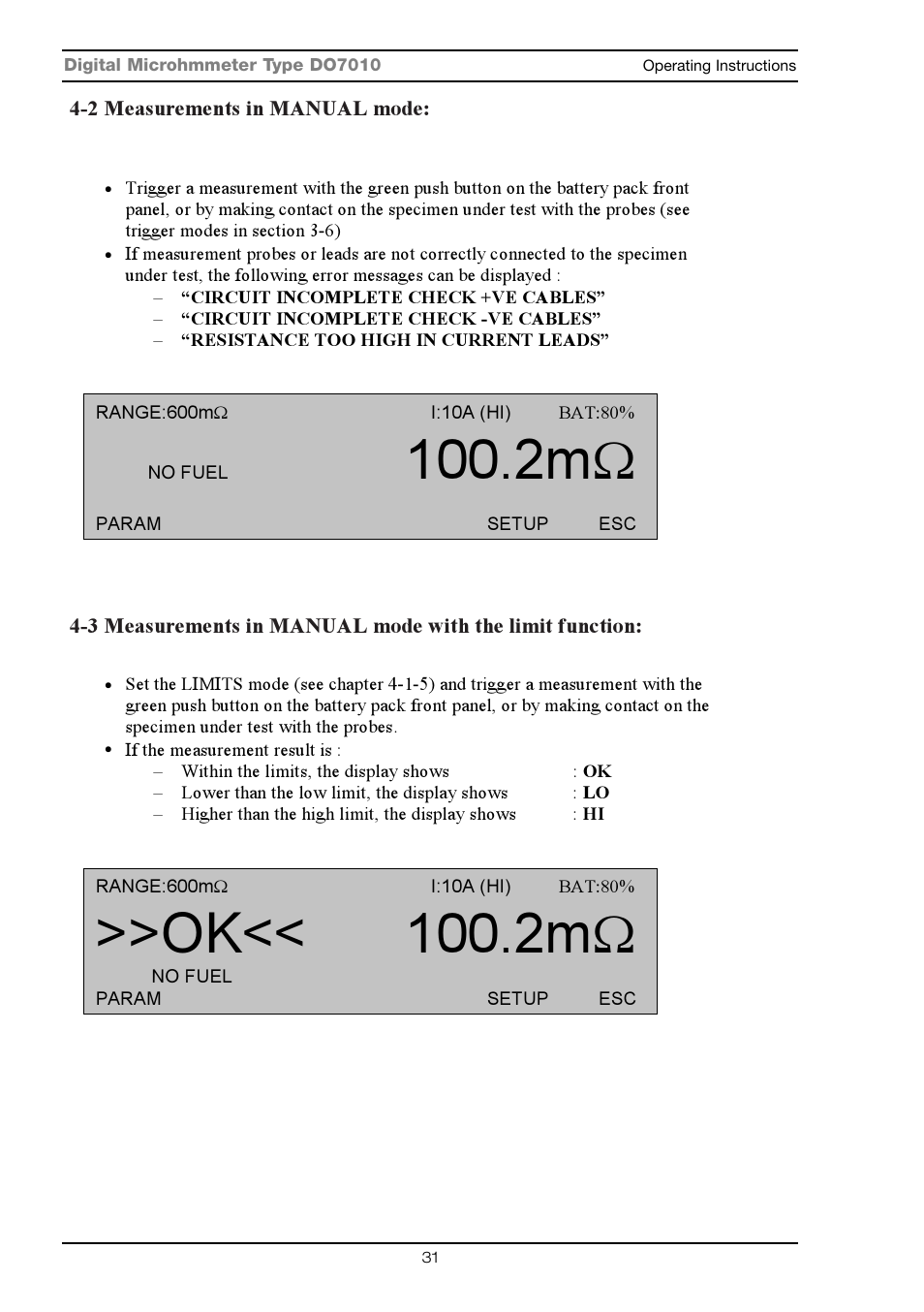 Ok<< 100.2mω | Seaward DO7010 User Manual | Page 33 / 44