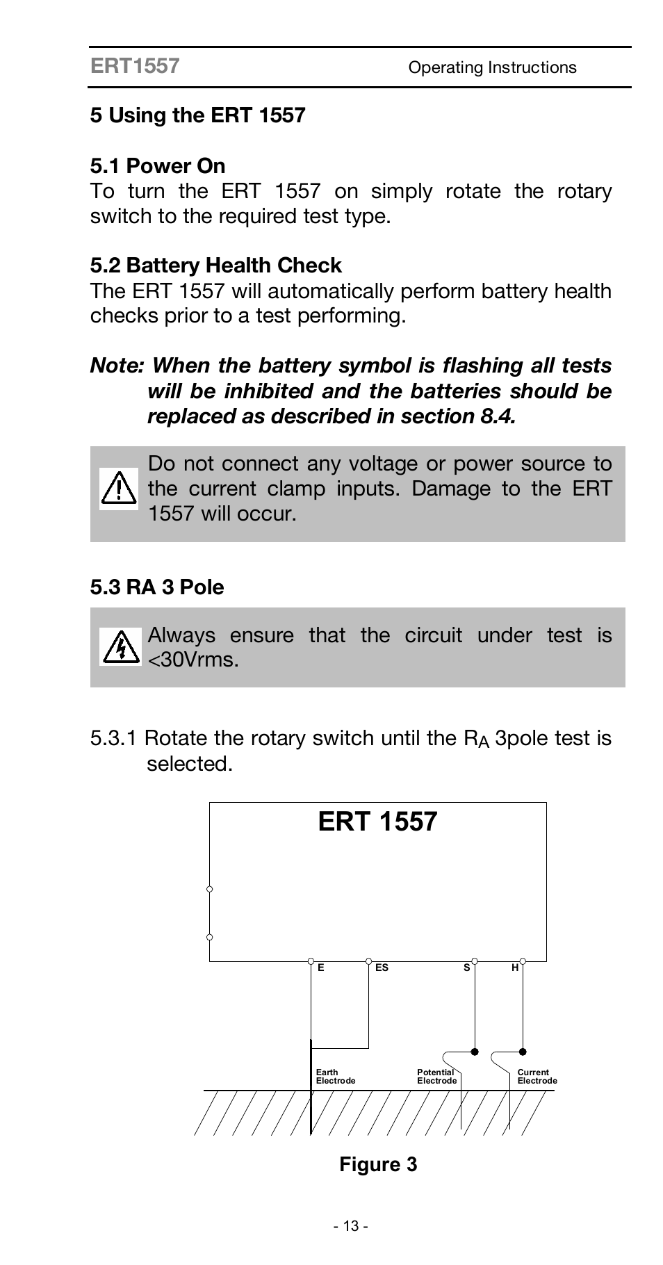 Ert 1557, Ert1557, 3pole test is selected | Seaward ARE 1557 User Manual | Page 13 / 31