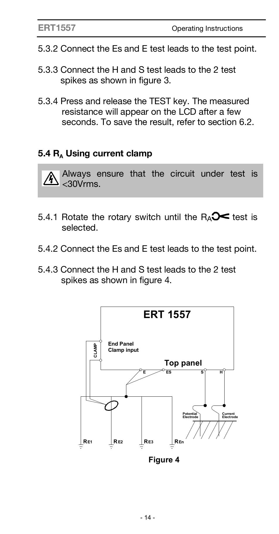Ert 1557, Ert1557, Using current clamp | Seaward ARE 1557 User Manual | Page 14 / 31