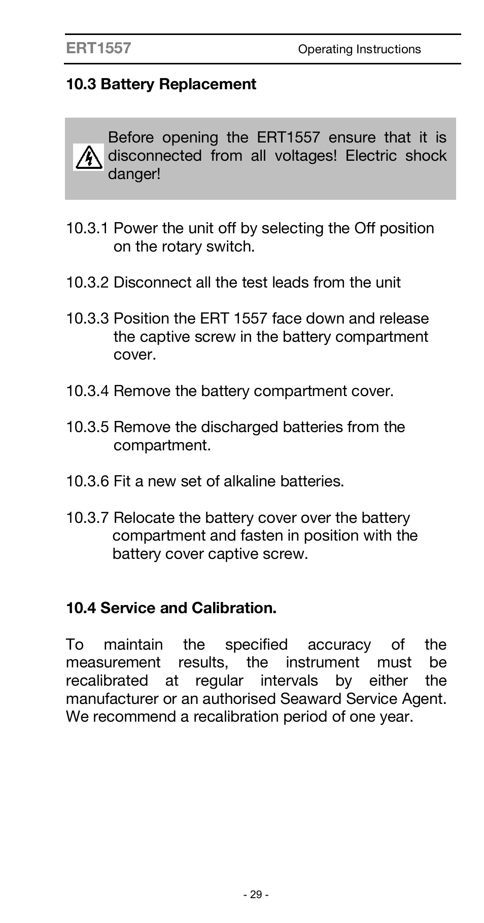 Seaward ARE 1557 User Manual | Page 29 / 31