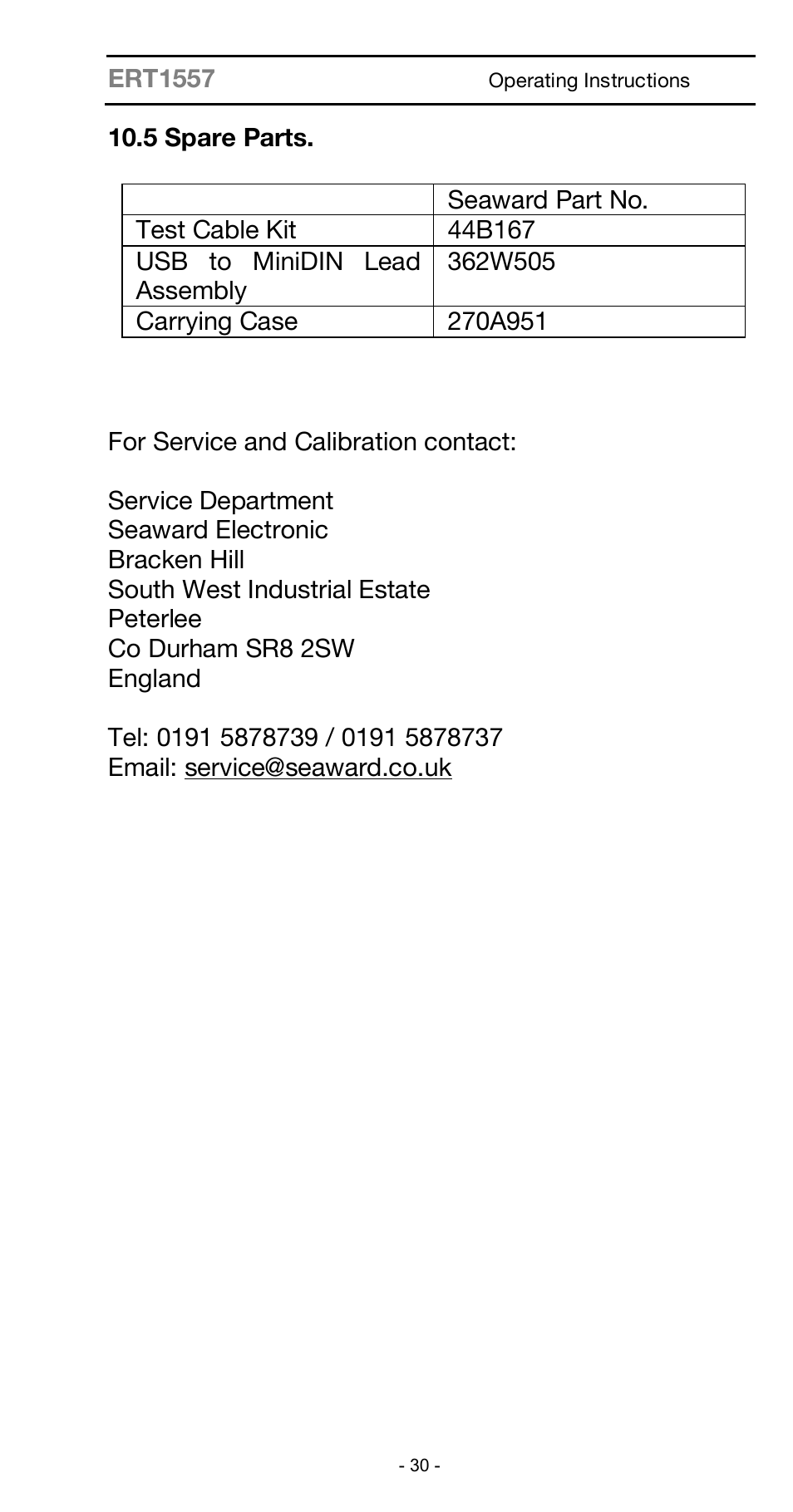 Seaward ARE 1557 User Manual | Page 30 / 31