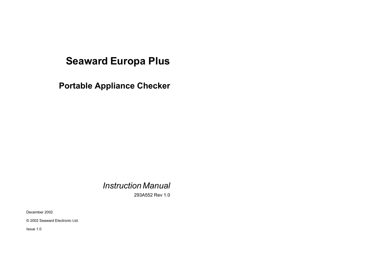 Seaward Europa Pac Plus User Manual | 53 pages