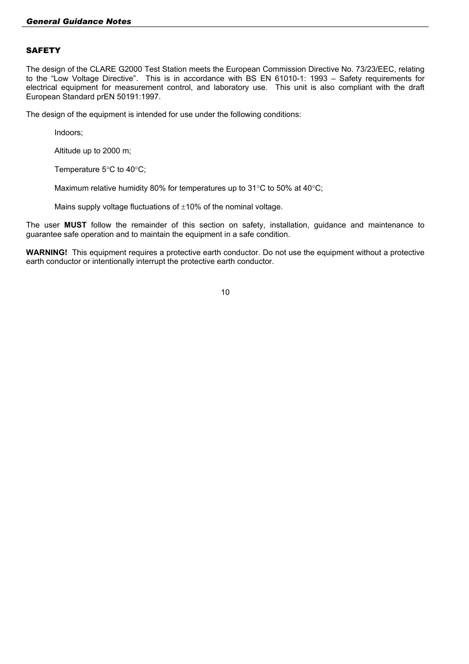 Safety | Seaward G2000 User Manual | Page 12 / 44