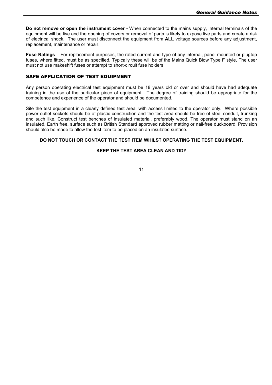 Keep the test area clean and tidy | Seaward G2000 User Manual | Page 13 / 44