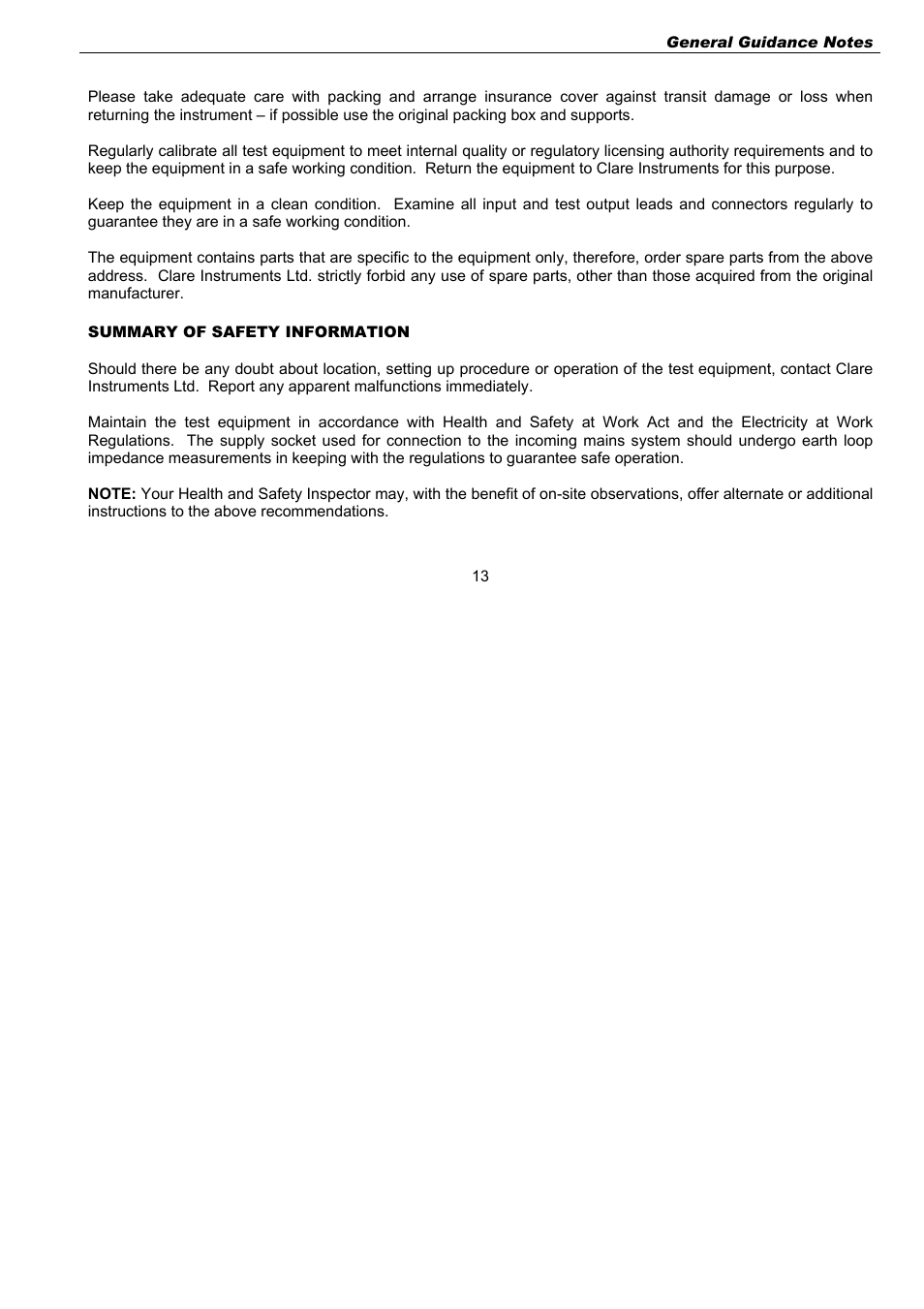 Summary of safety information | Seaward G2000 User Manual | Page 15 / 44