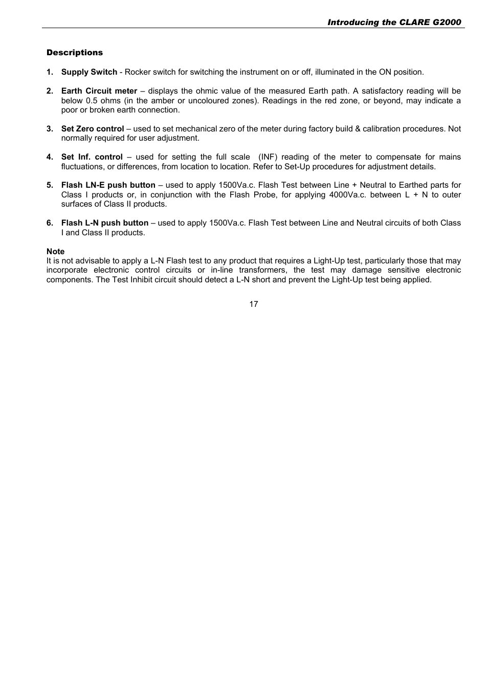 Note | Seaward G2000 User Manual | Page 19 / 44