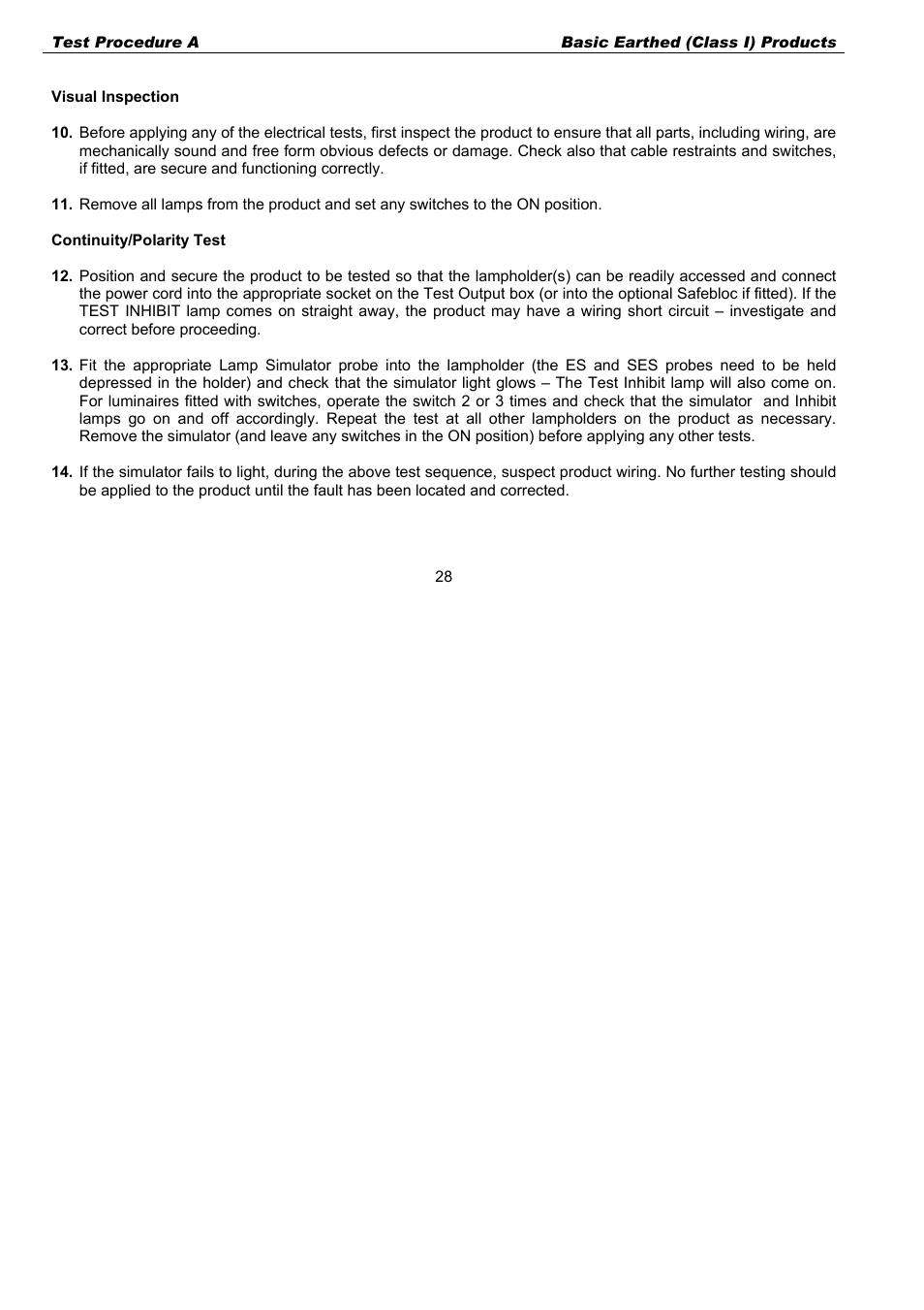 Visual inspection, Continuity/polarity test | Seaward G2000 User Manual | Page 30 / 44
