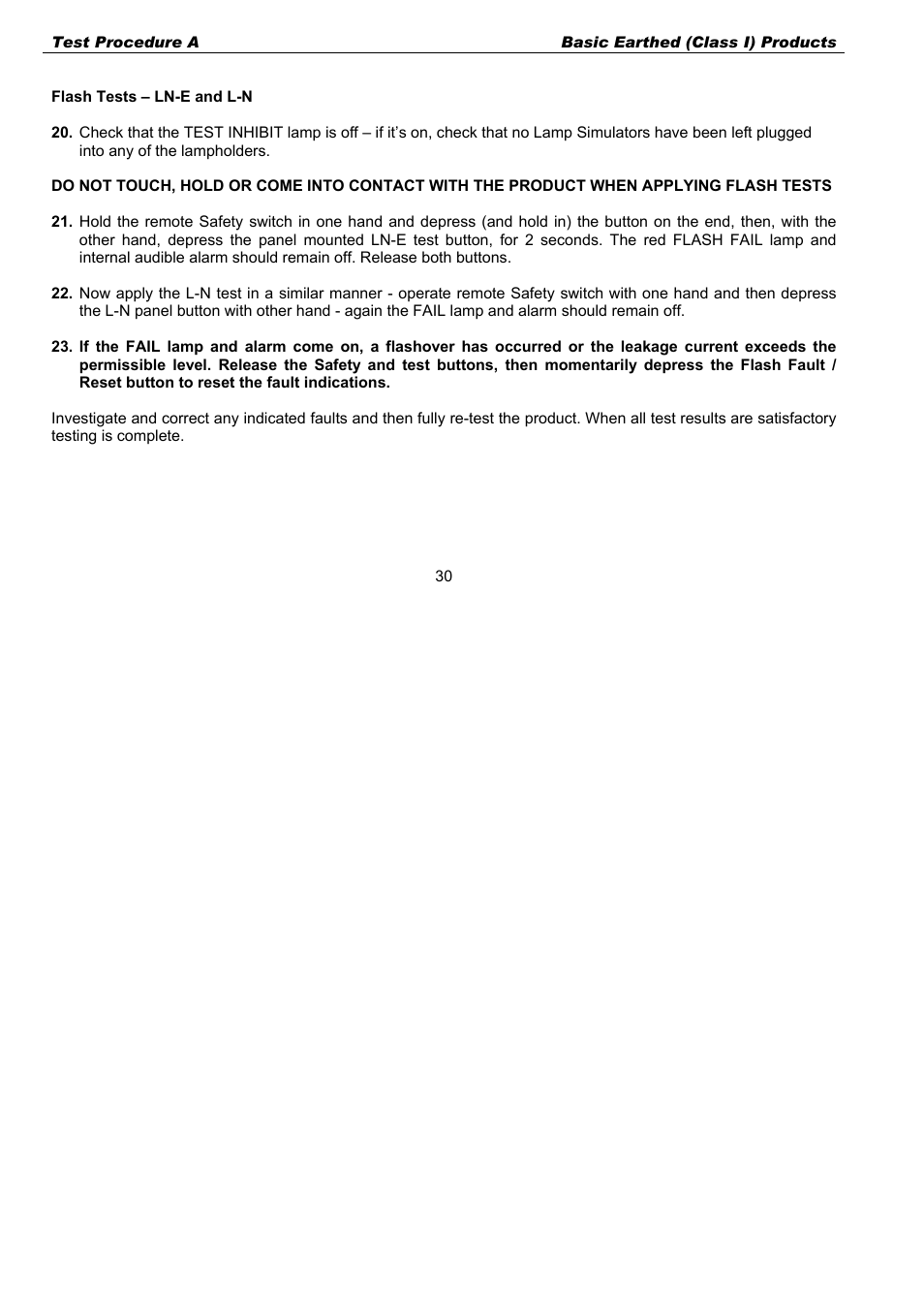Flash tests – ln-e and l-n | Seaward G2000 User Manual | Page 32 / 44