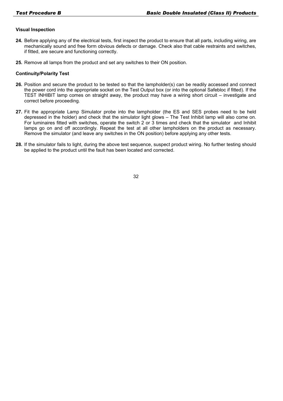 Continuity/polarity test | Seaward G2000 User Manual | Page 34 / 44