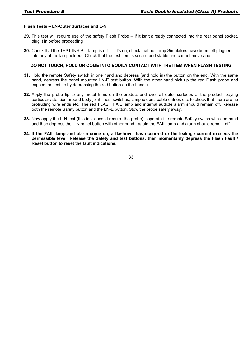 Flash tests – ln-outer surfaces and l-n | Seaward G2000 User Manual | Page 35 / 44