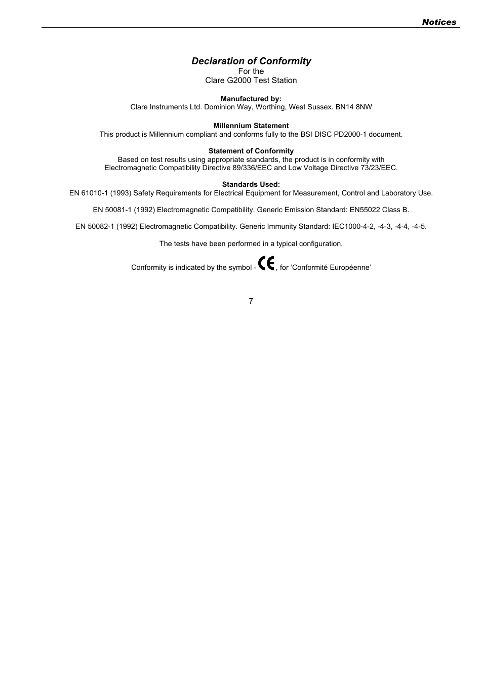 Declaration of conformity | Seaward G2000 User Manual | Page 9 / 44