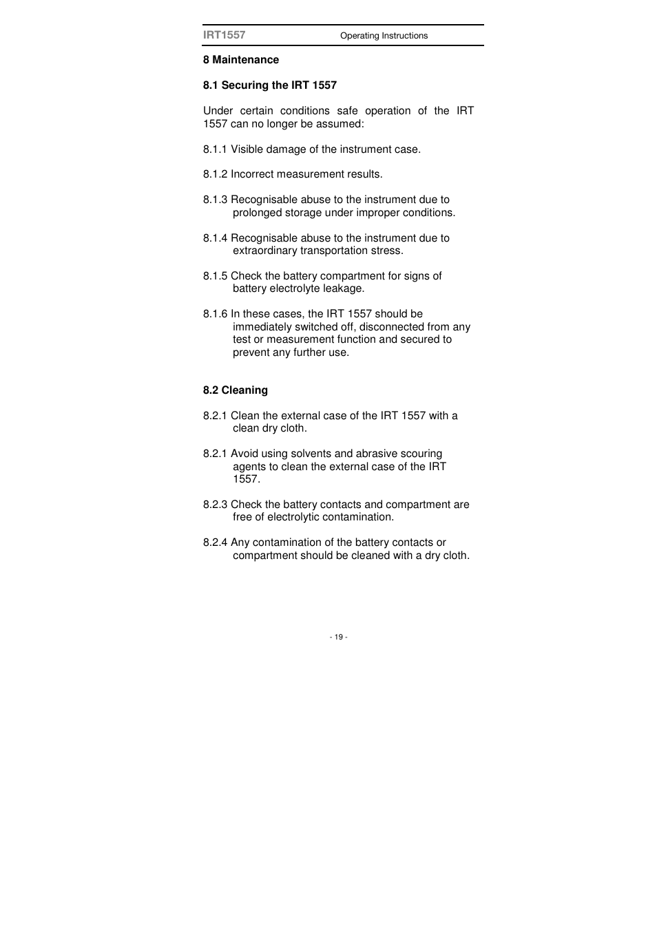 Seaward IRT 1557 User Manual | Page 19 / 21